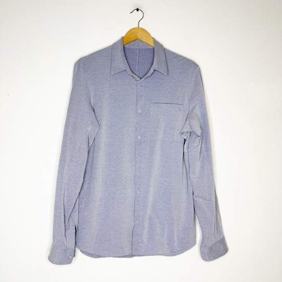 Lululemon Commission Long Sleeve Button-Up Shirt Men’s Blue Size Large - Picture 1 of 6